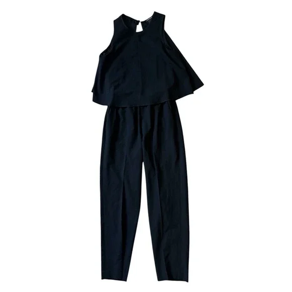 Club Monaco Sleeveless Straight Leg Jumpsuit Women's Size 0 Sheer Top w/Overlay - Picture 15 of 16